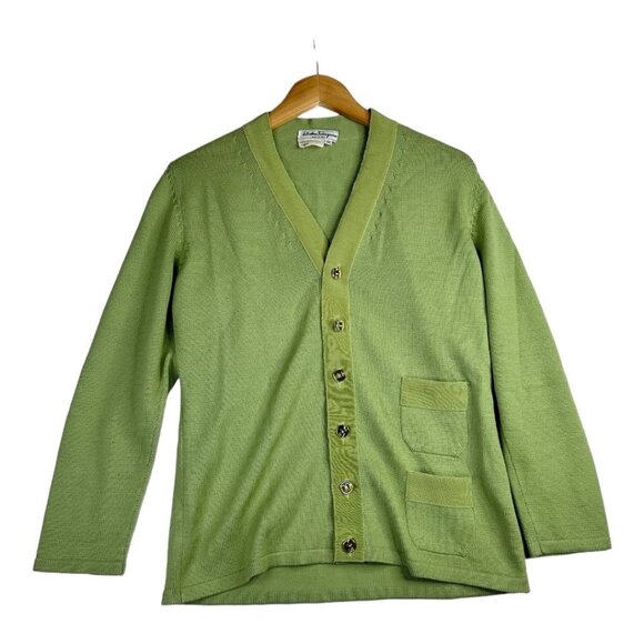 Salvatore Ferragamo 100% Wool  Button Cardigan size Medium‎ Green - Picture 1 of 8